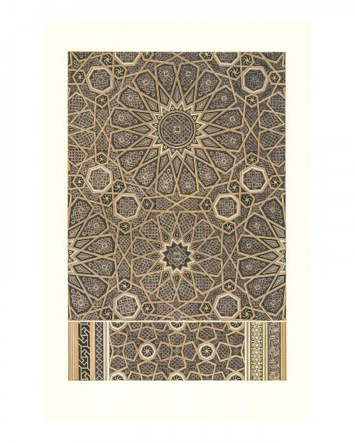 Golden Arabian pattern vintage illustration wall art print and poster design remix from original artwork - 2270096