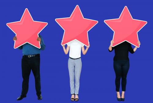 Diverse businesspeople showing star rating symbols - 493247