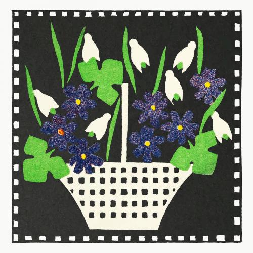 Basket of flowers vector - 2109662