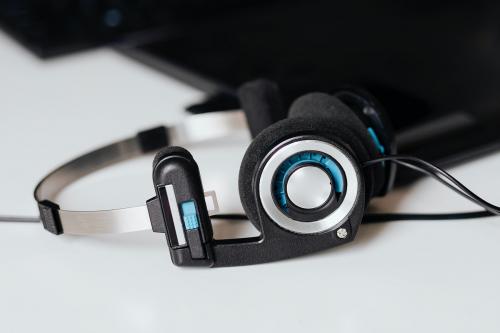 Closeup of headphones on a white table - 2282168