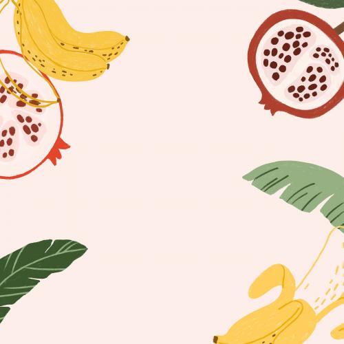 Hand drawn banana and pomegranate wallpaper vector - 2206800