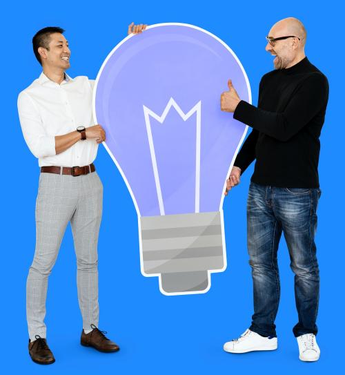 Creative men with a light bulb symbol - 493304