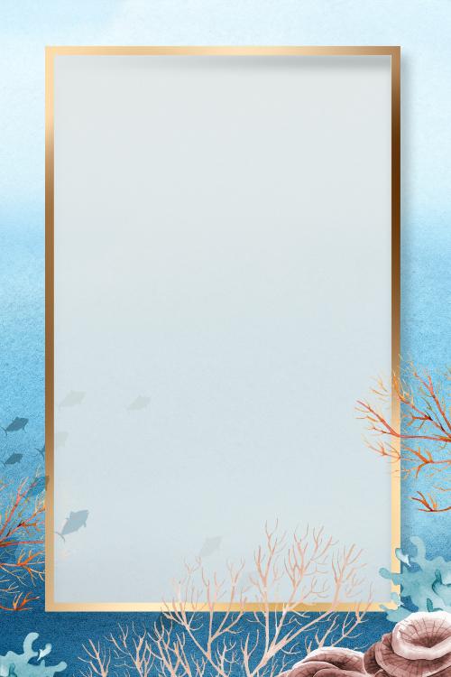 Gold frame in the deep ocean banner - 2045331