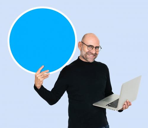 Programmer holding a blank circle - 492396