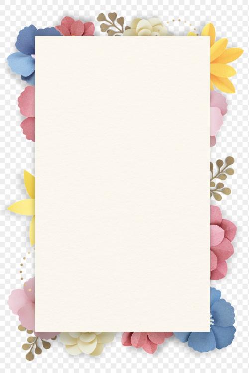 Wild flower decorated paper frame transparent png - 2105468