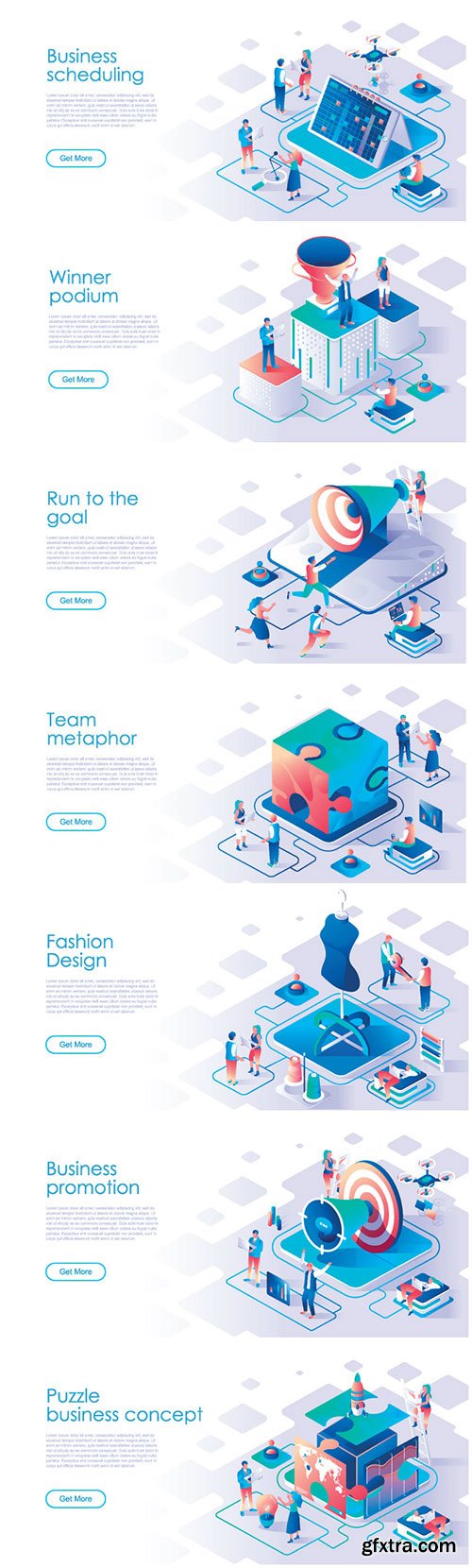 Business scheduling isometric landing page vector template # 2