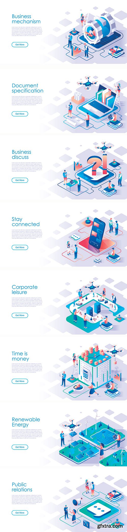 Business scheduling isometric landing page vector template