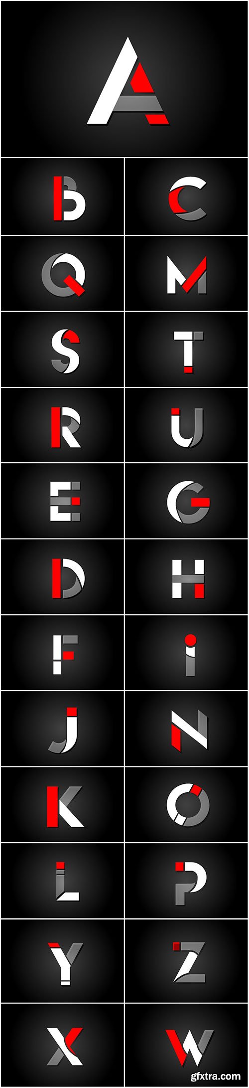 Red white black alphabet letter logo for company icon design