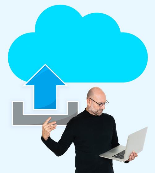 Man uploading to a cloud network - 492459