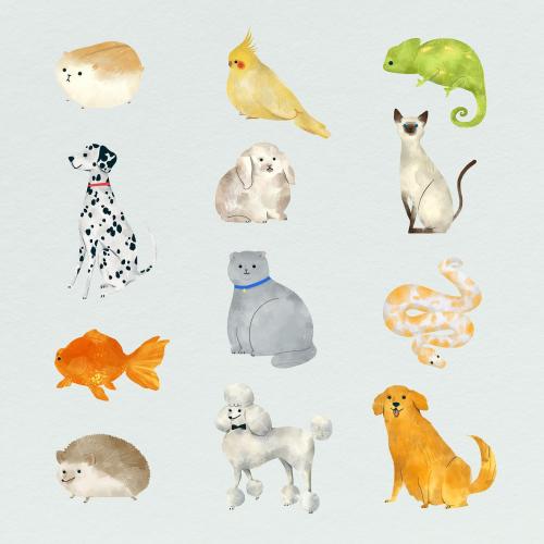 Friendly animals painting collection vector - 2053053