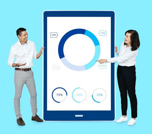 Businesspeople presenting a doughnut chart - 492526