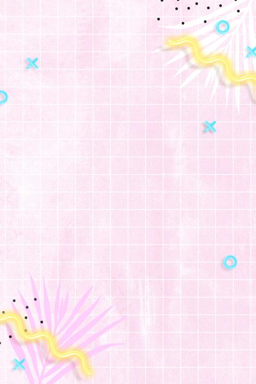 Botany pink grid Memphis background - 2225059