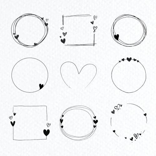 Doodle love frame collection vector - 2053646