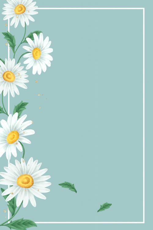 Daisy flower frame on light green background vector - 2091287