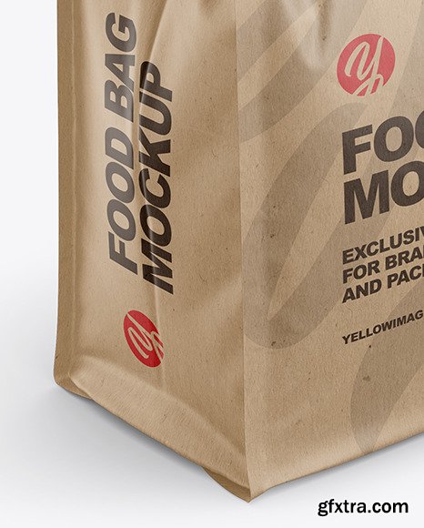 Kraft Food Bag Mockup -Half Side View 62011