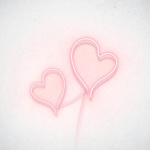 Pink neon double hearts vector - 2093982