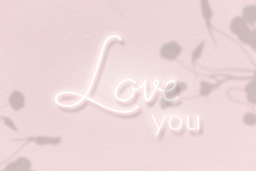 Love you neon word on pink background vector - 2093988