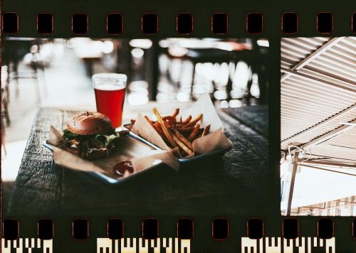 Hamburger and fries with a beer - 2268761