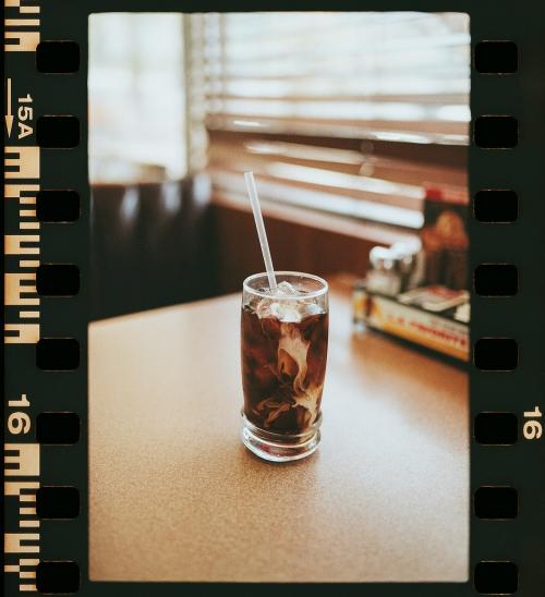 Iced coffee on a table in an American diner - 2268856