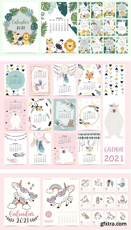 Doodle Calendar 2021 Set