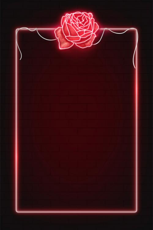 Red neon rectangle frame vector - 2102932