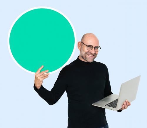 Programmer holding a blank circle - 492696