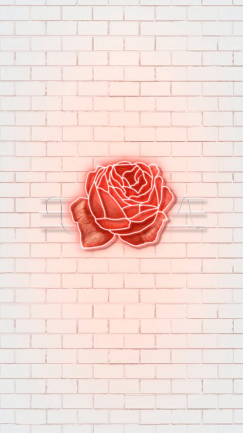 Red neon rose mobile phone background vector - 2102958