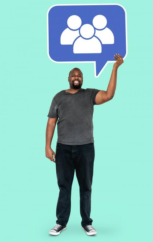 Man holding a social media community symbol - 492710