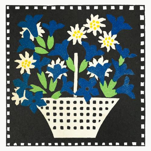 Basket of flowers vector - 2109664