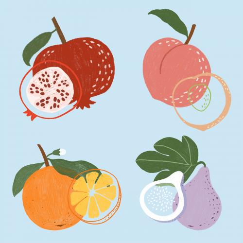 Hand drawn fruits design resource pack vector - 2206736