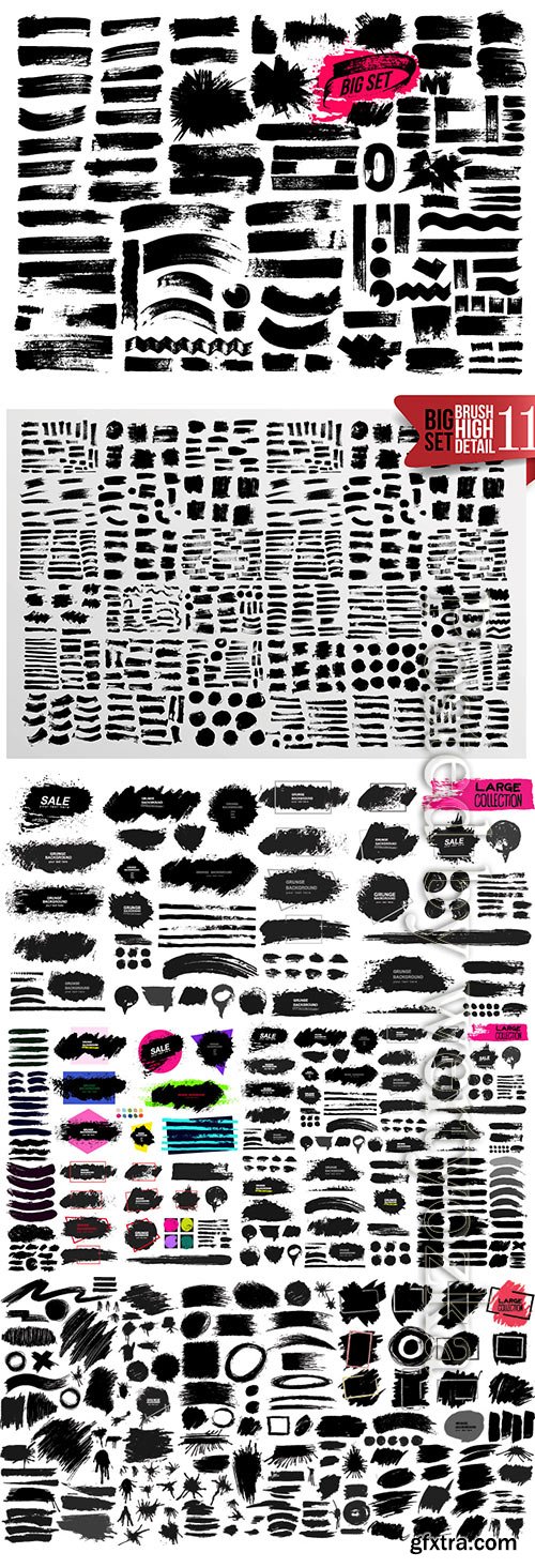 Set of painted grunge stripes vector illustration