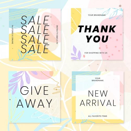 Abstract vvv botanical Memphis promotion template set vector - 2210368