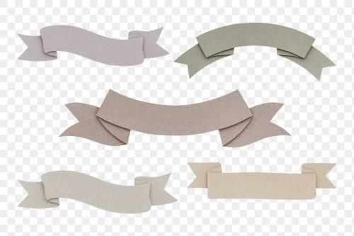 Pale earth tone ribbon paper craft banner mockup set - 2023728