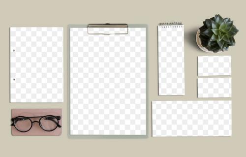 Paper and card mockups flatlay transparent png - 2024668