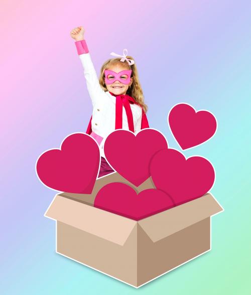 Superhero with a box full of hearts - 491708