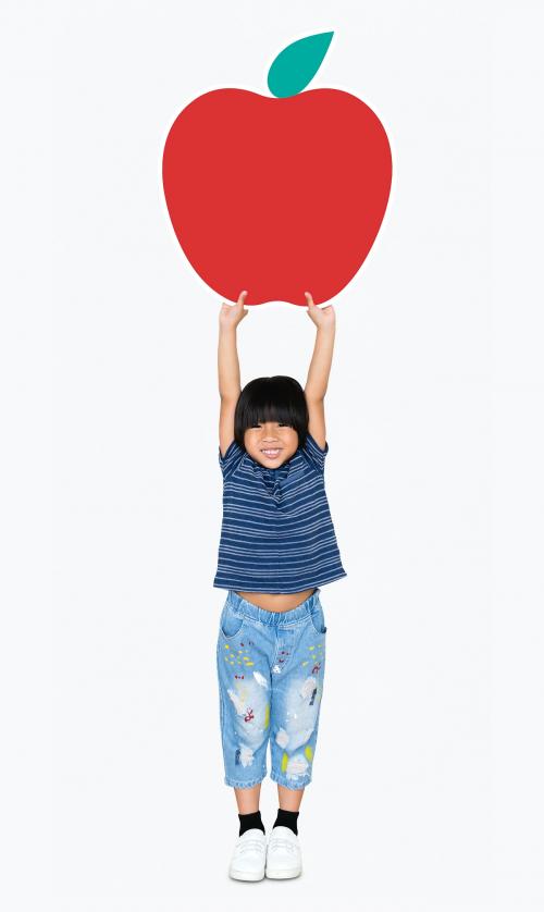 Cheerful kid with an apple - 491722