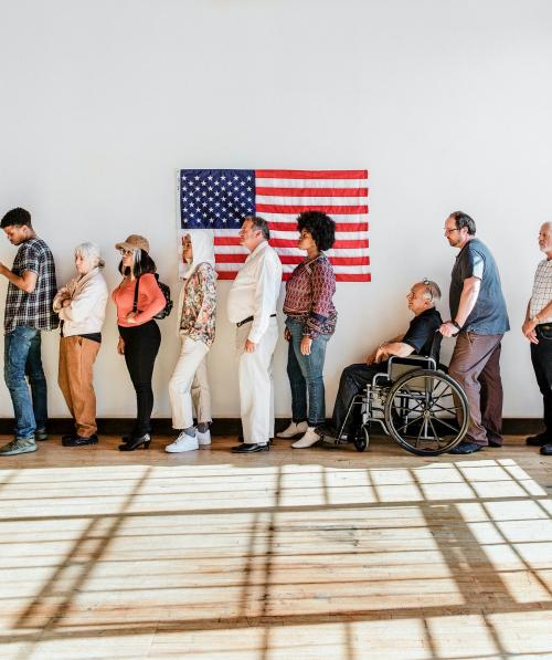 American queuing at a polling place - 2027487