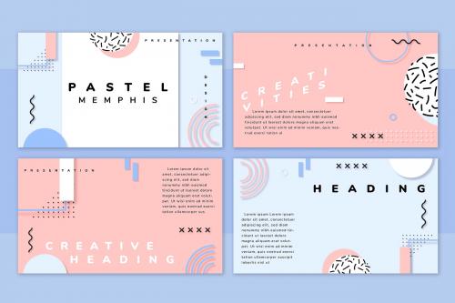 Pastel Neo Memphis presentation template pack vector - 2211150