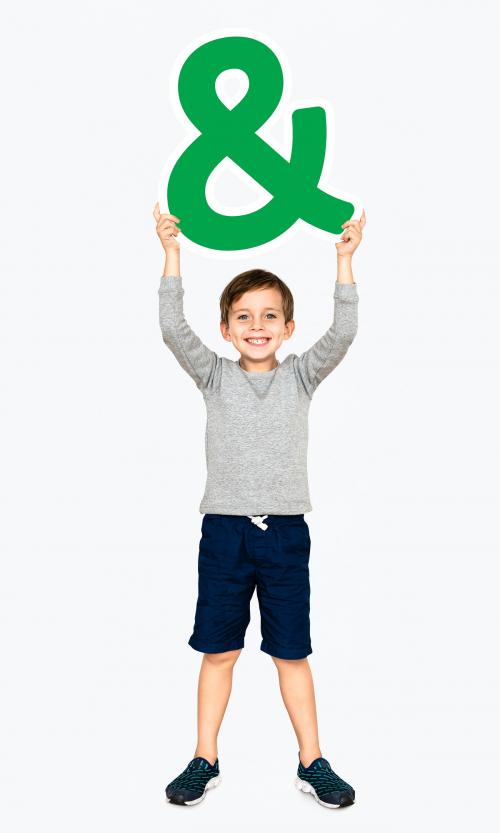 Boy holding an ampersand sign - 491764