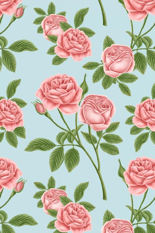 Red rose seamless patterned background vector - 2211842