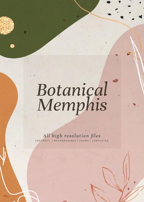 Abstract botanical Memphis invitation card vector - 2221412