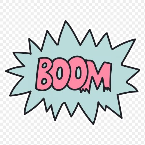 Boom word in an exploding bubble sticker transparent png - 2033675