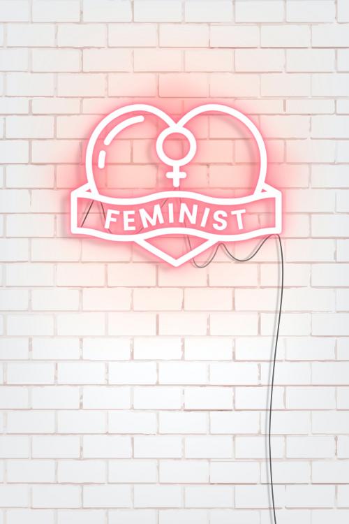 Neon feminist sign design resource vector - 2224525