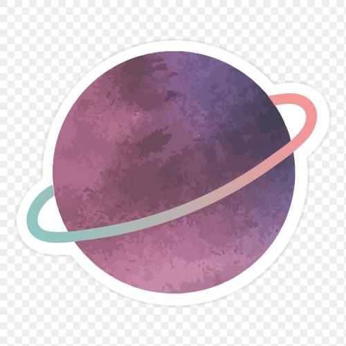 Cute planet with a ring system on transparent background - 2034668