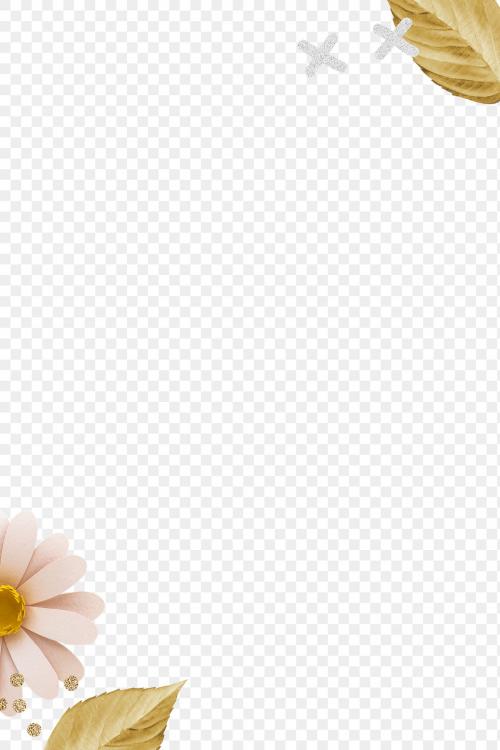 Pink daisy with gold leaves design element transparent png - 2093794