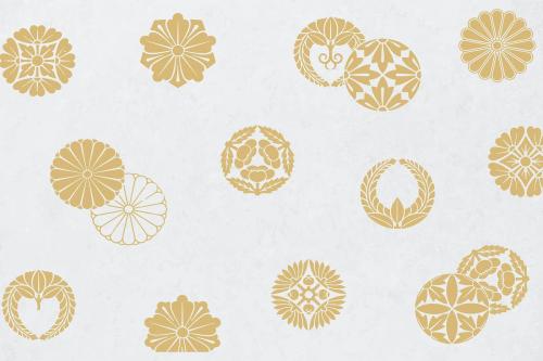 Vintage Japanese gold pattern vector, remix from original artwork - 2265687