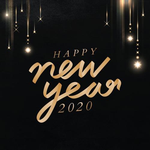 Happy New Year black greeting card template vector - 1234423