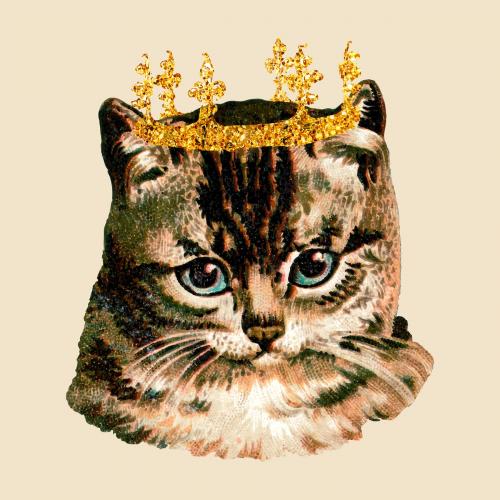 Cat with glittery crown sticker vector - 1234883