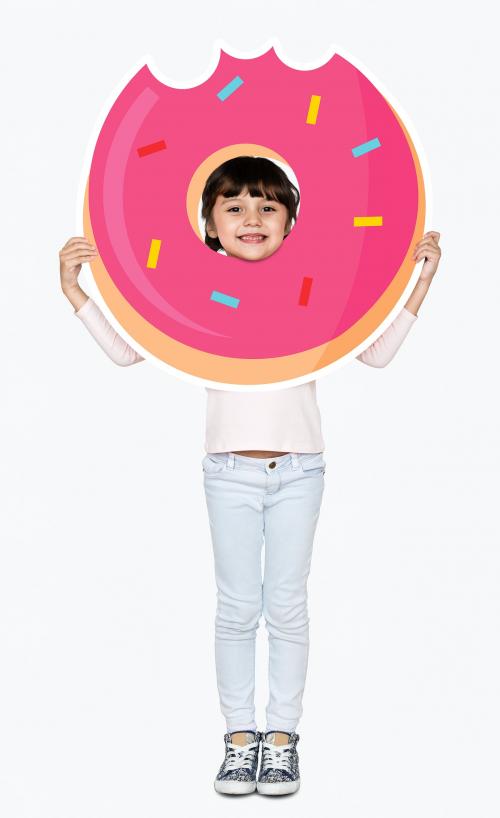 Happy girl with a donut - 491917