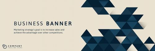 Blue geometric pattern on beige business banner template vector - 2009593